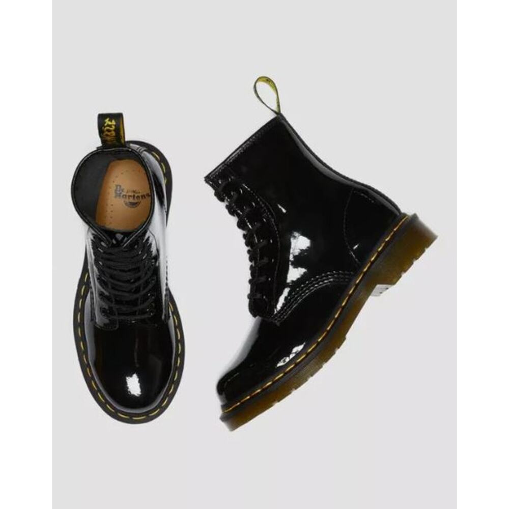 NEW Dr. Martens 1460 Patent Leather Lace Up Combat Boots Black Women's Size 6 - Picture 6 of 13